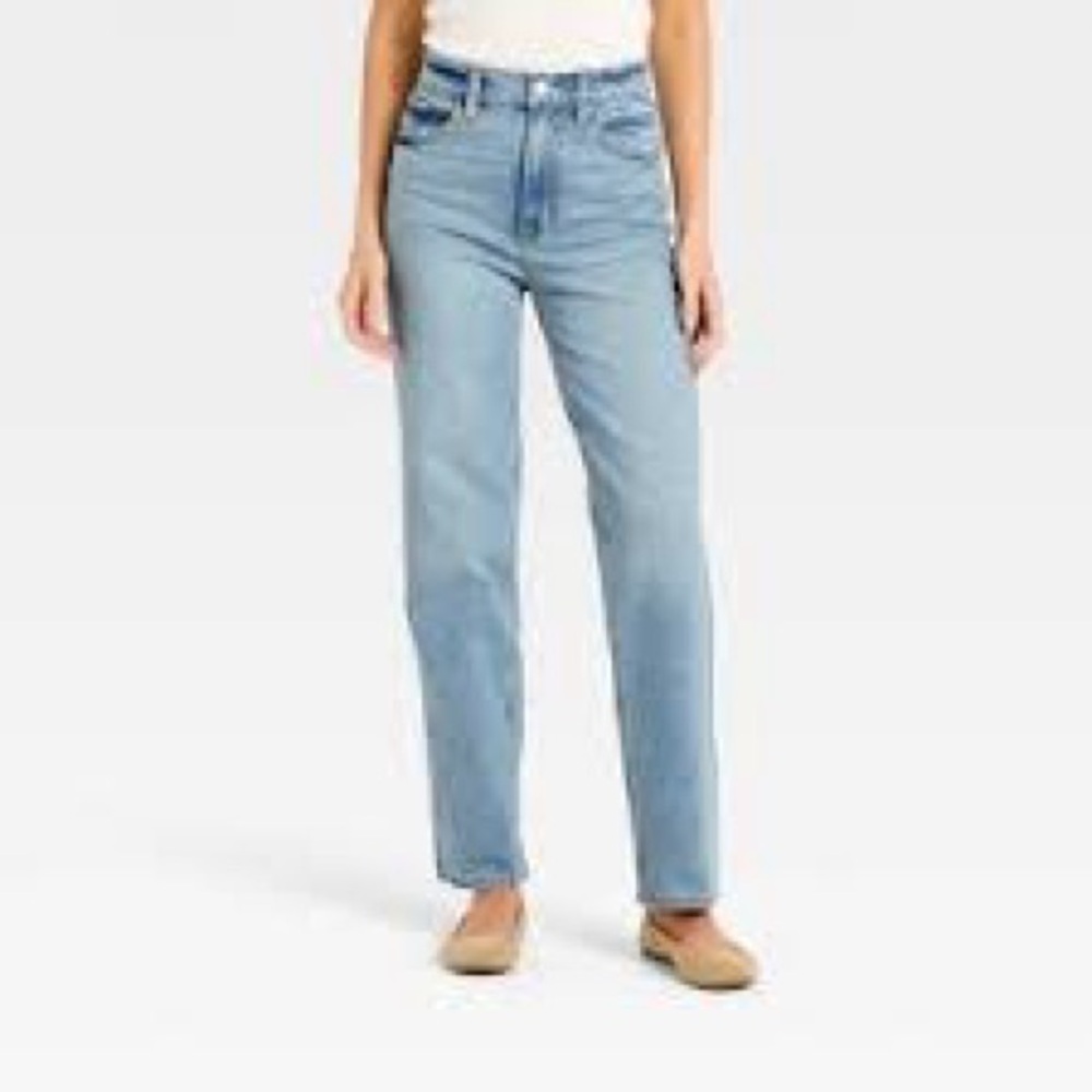 Universal Thread Vintage Straight Jeans Light Wash Cotton Stretch Size 6